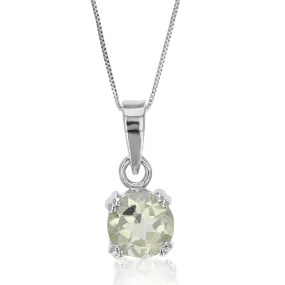 0.60 cttw Green Amethyst Pendant Necklace .925 Sterling Silver 6 MM Round