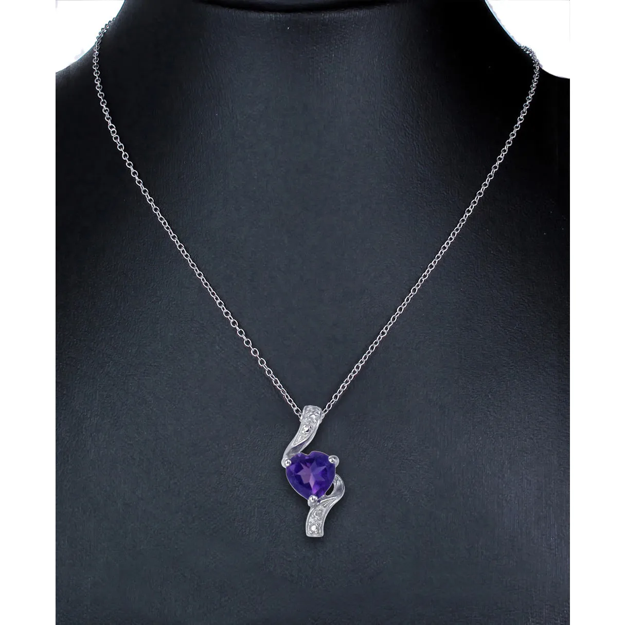 0.70 cttw Purple Amethyst Pendant Necklace .925 Sterling Silver 6 MM Heart