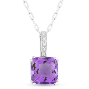 0.70ct Amethyst 16"Pendant Necklace in 14K White Gold