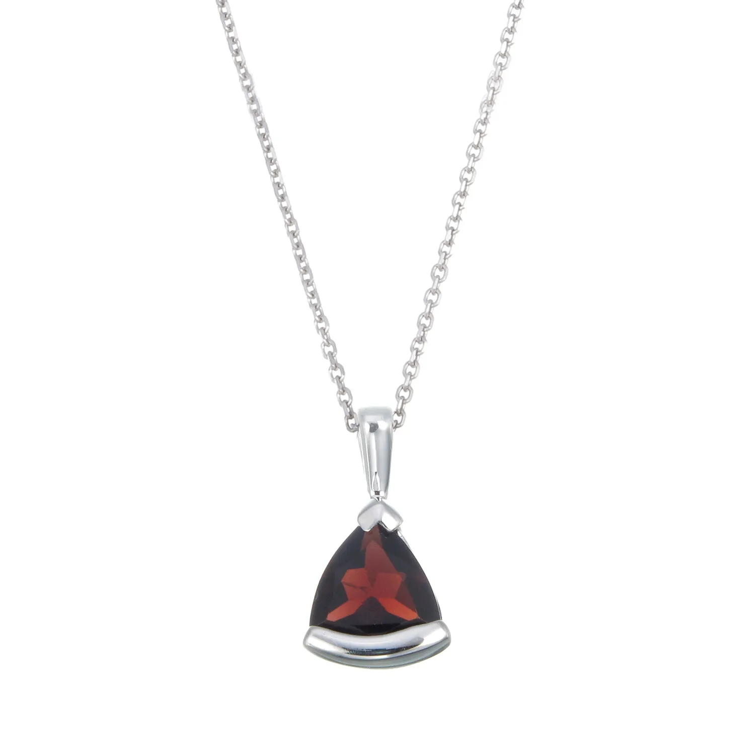 0.80 cttw Garnet Pendant Necklace .925 Sterling Silver 7 MM Trillion With Chain