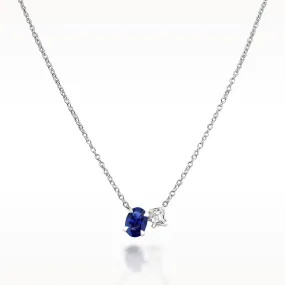 1.05ct Sapphire And Diamond White Gold Necklace