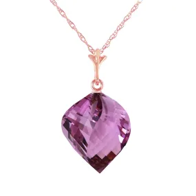 10.75 Carat 14K Solid Rose Gold Necklace Twisted Briolette Amethyst