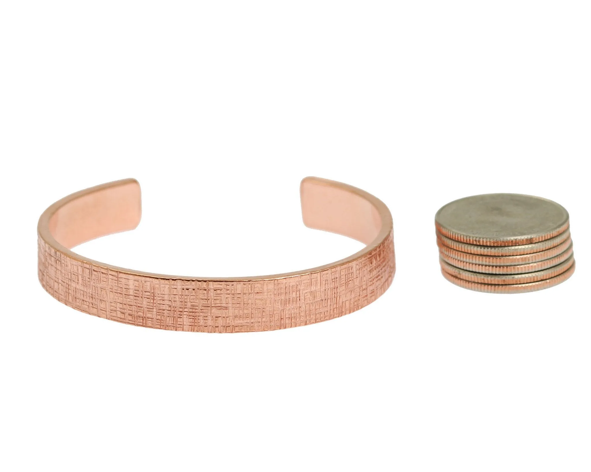 10mm Wide Linen Copper Cuff Bracelet - Solid Copper Cuff