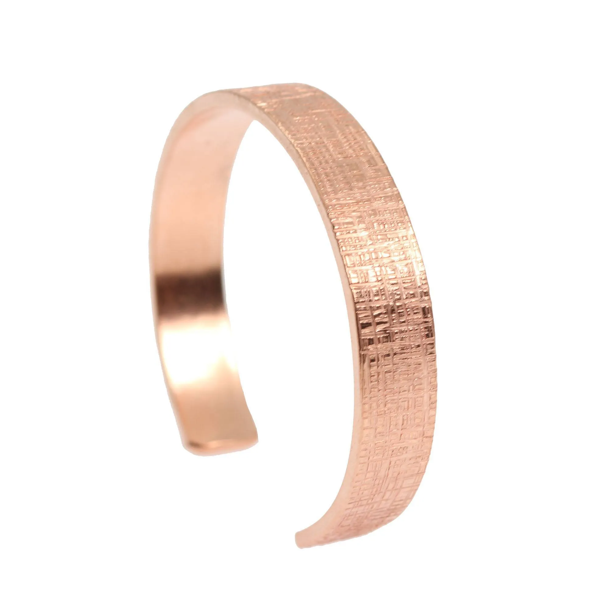 10mm Wide Linen Copper Cuff Bracelet - Solid Copper Cuff