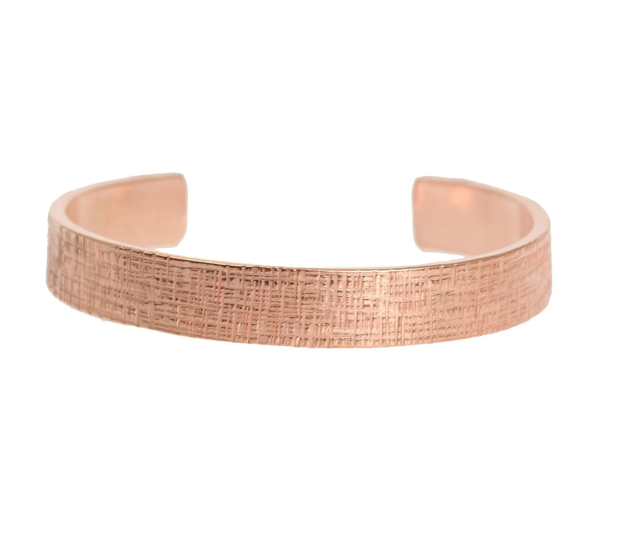 10mm Wide Linen Copper Cuff Bracelet - Solid Copper Cuff