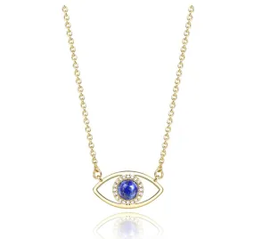 1/10 twc. Gold Blue Evil Eye Protection Jewelry Charm Islamic Fatima Necklace Hamsa Hand Muslim Lucky Jewish Jewelry Yoga 18in.