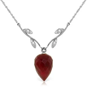 13.02 Carat 14K Solid White Gold Must Embark Ruby Diamond Necklace