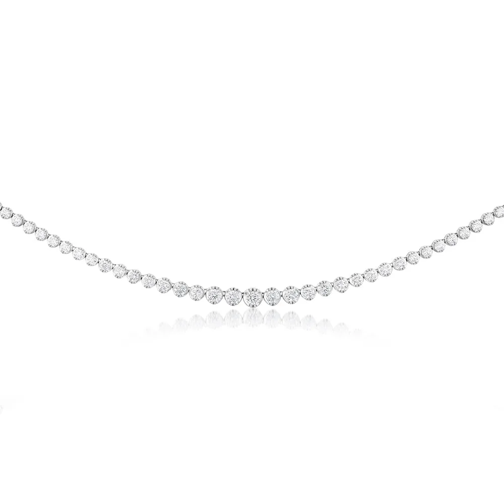 14ct White Gold 10 Carat Diamond Necklace with 111 Brilliant Diamonds 43cm length