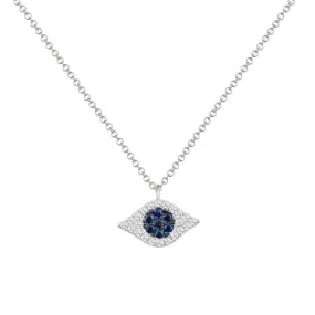 14k Gold Sapphire & Diamond Evil Eye Necklace