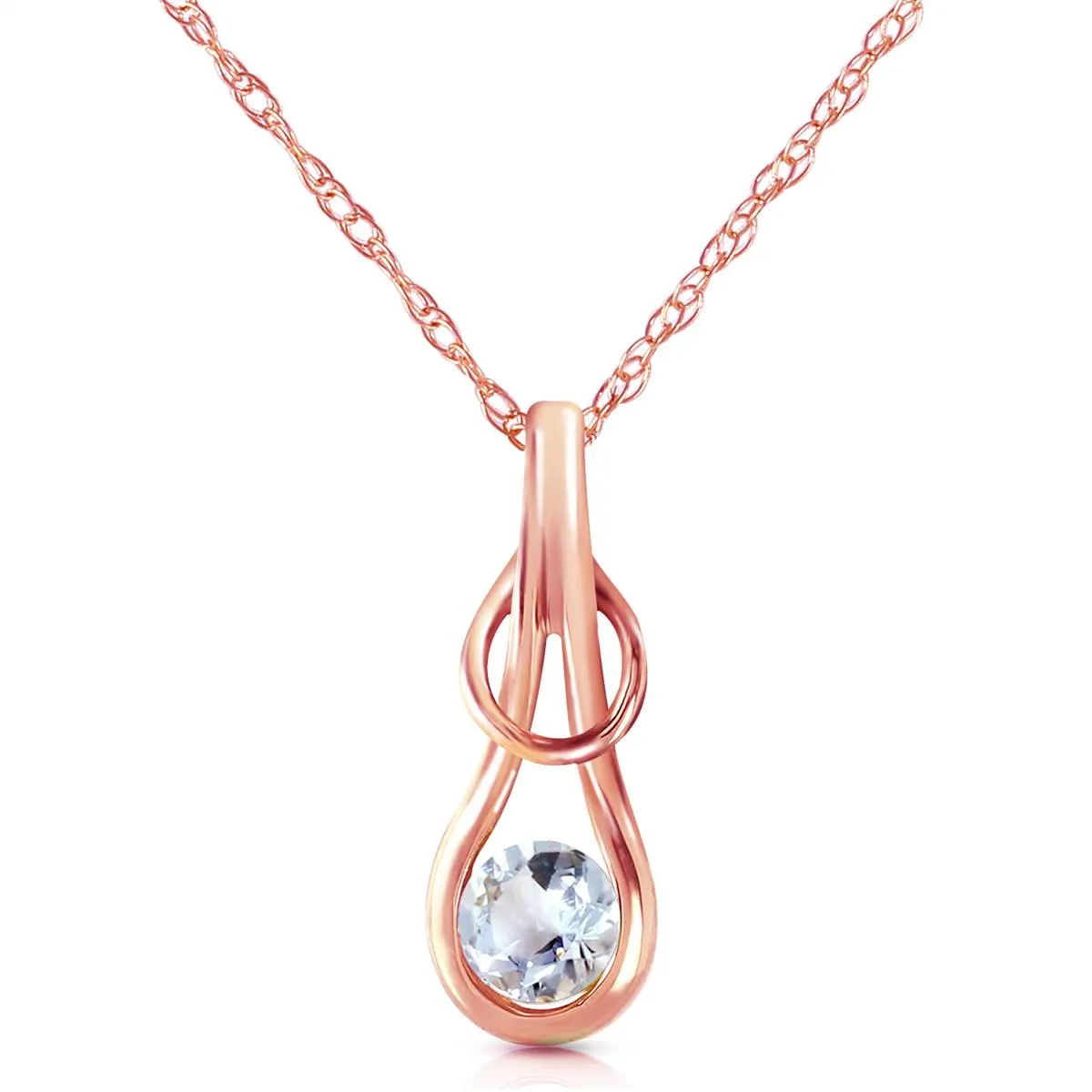 14K Solid Rose Gold Aquamarines Necklace Certified Series