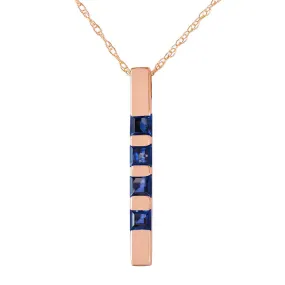 14K Solid Rose Gold Necklace Bar w/ Natural Sapphires