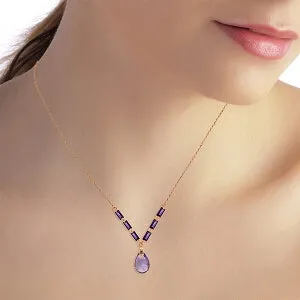 14K Solid Rose Gold Purple Amethyst Necklace Certified Genuine Classic