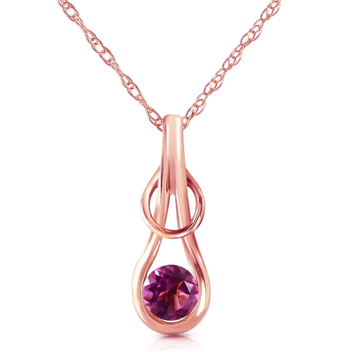 14K Solid Rose Gold Purple Amethyst Necklace Jewelry