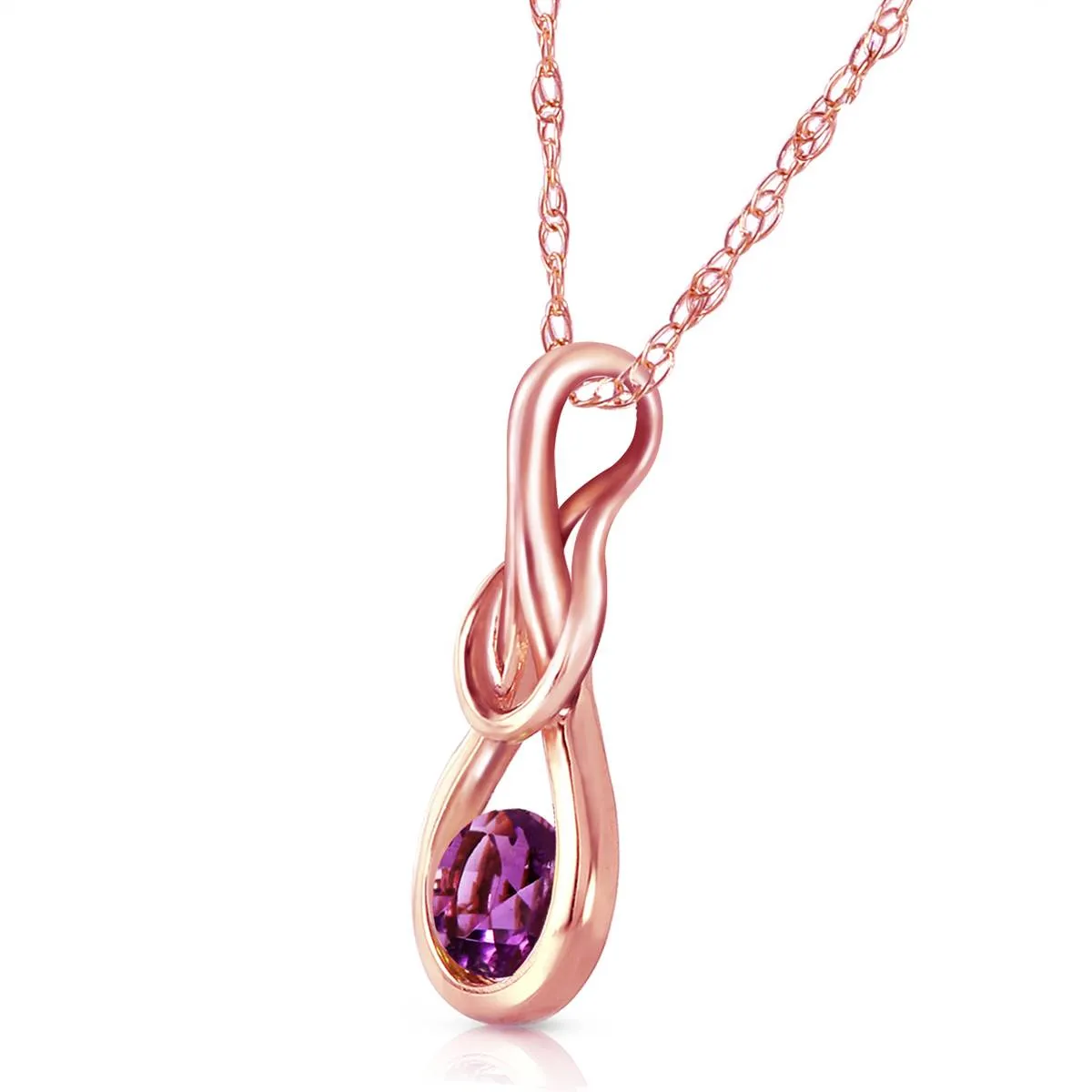 14K Solid Rose Gold Purple Amethyst Necklace Jewelry