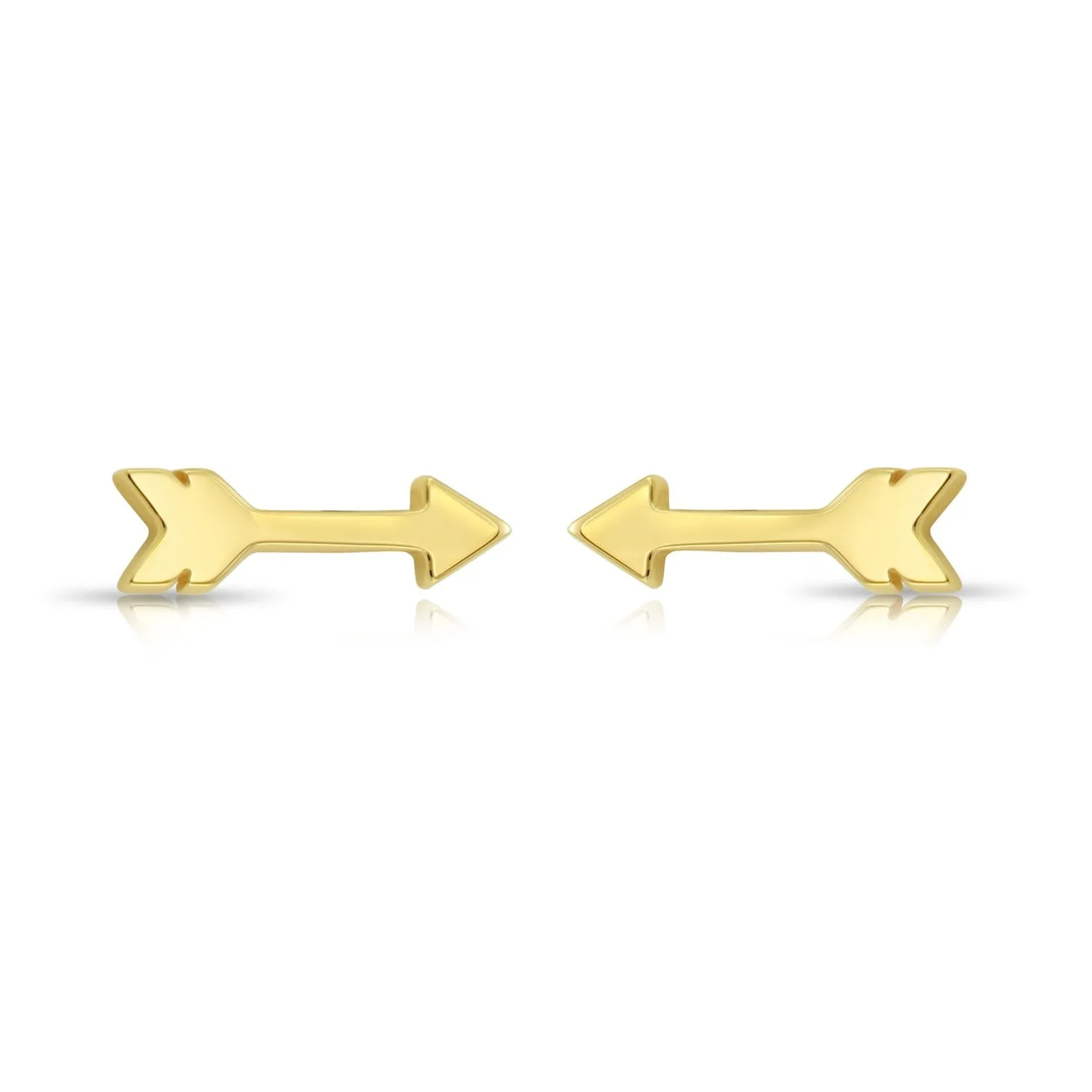 14k Solid Yellow Gold Tiny Arrow Studs, With Screw on Screwbacks