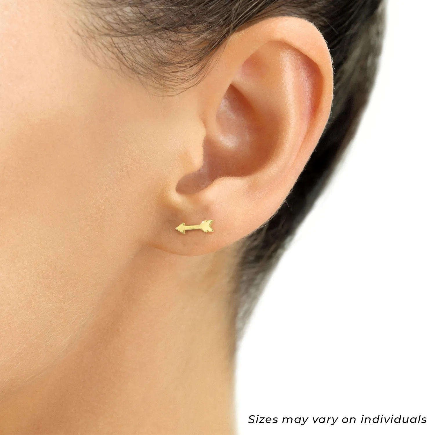 14k Solid Yellow Gold Tiny Arrow Studs, With Screw on Screwbacks