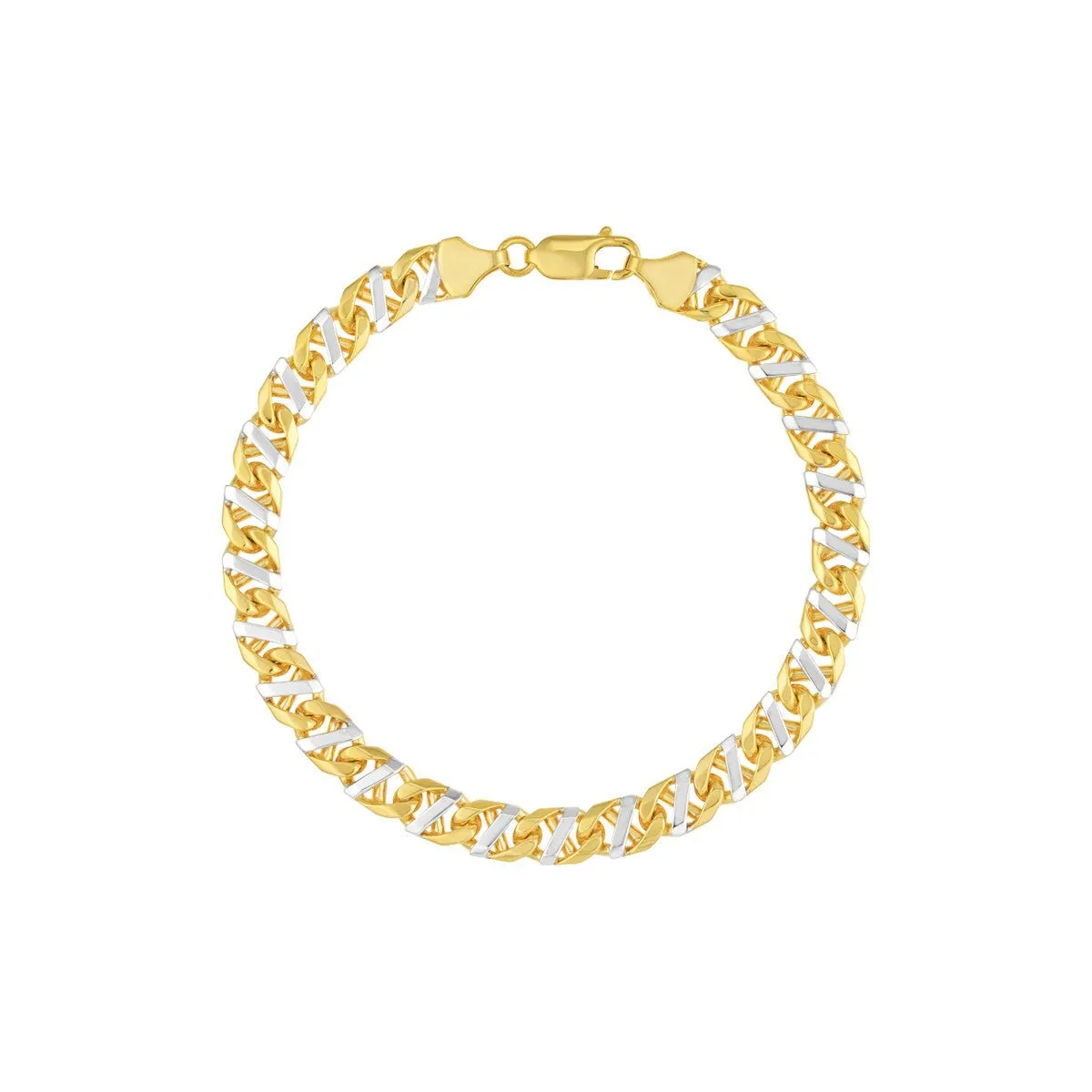 14K Two-tone Gold 7.00mm Men's Mariner Chain Bracelet