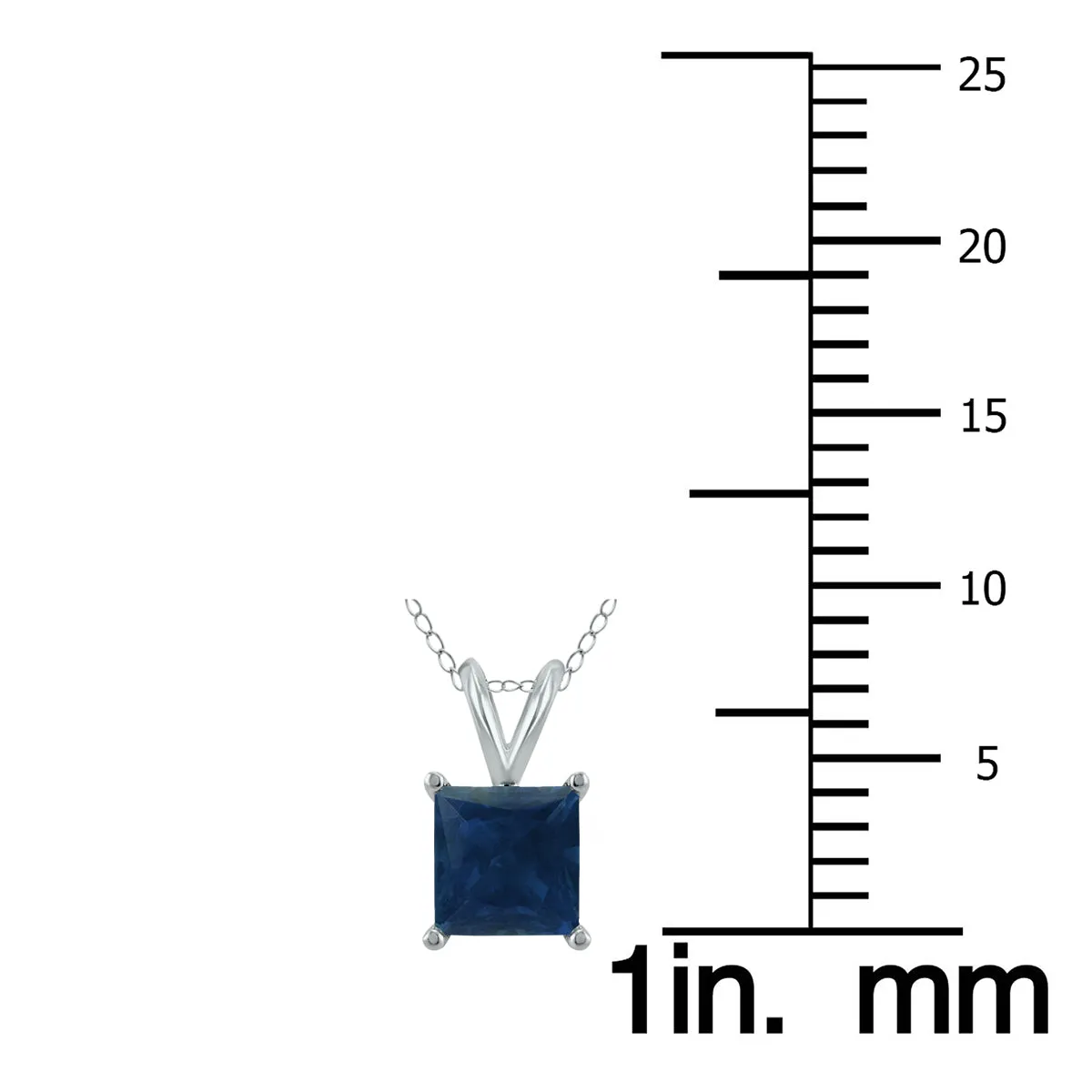 14K White Gold 4Mm Square Sapphire Pendant