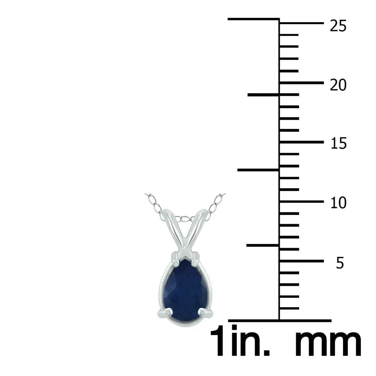 14K White Gold 5X3Mm Pear Sapphire Pendant