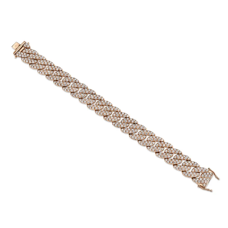 14K White Gold Diamond Pave Chain Bracelet