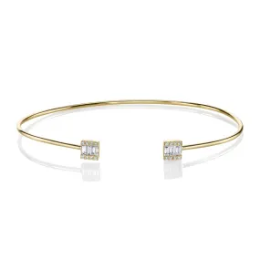 14K Yellow Gold 0.28ct. Baguette Diamond Bangle Bracelet