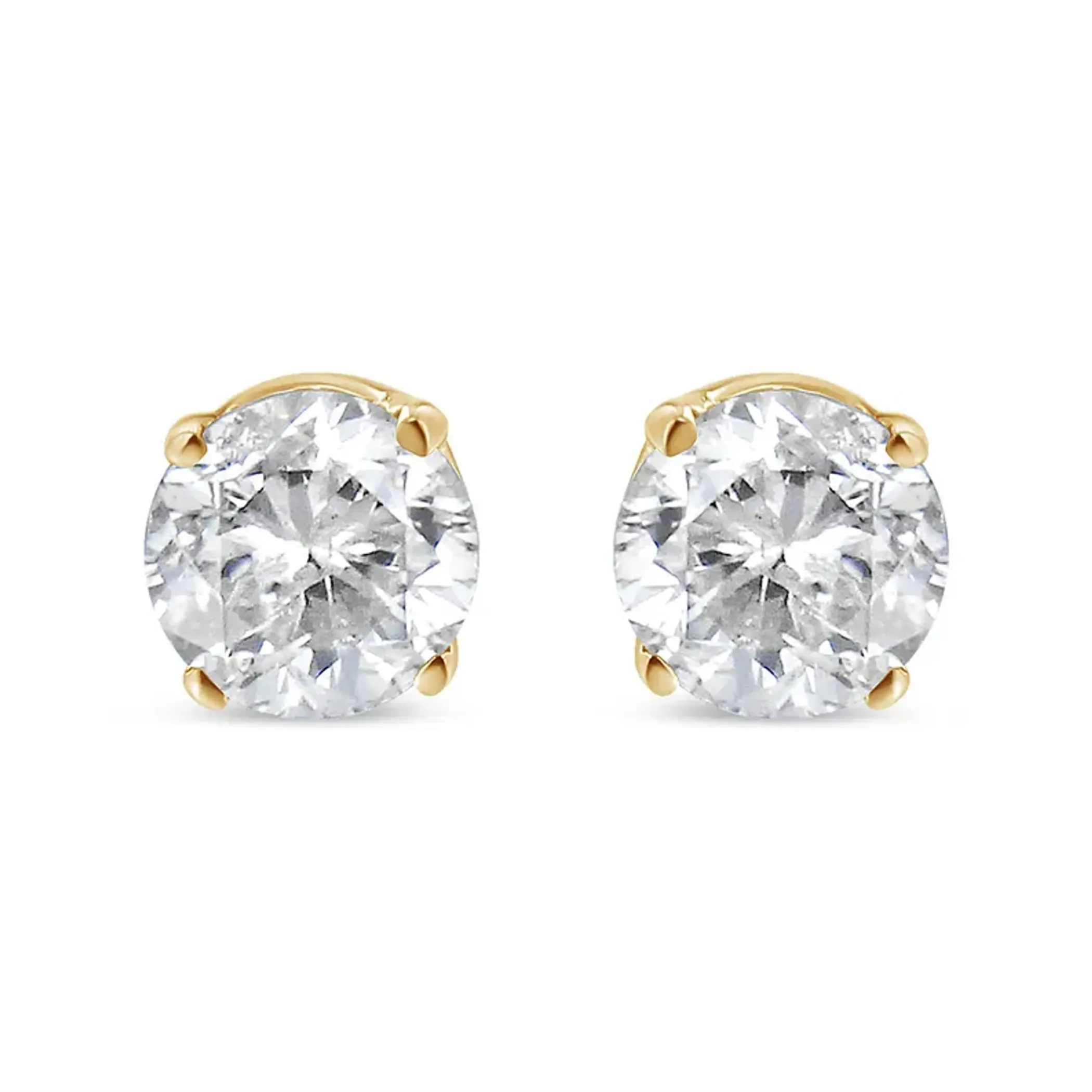 14K Yellow Gold 1/6 Cttw Round Brilliant-Cut Diamond Classic 4-Prong Stud Earrings (L-M Color, I1-I2 Clarity)