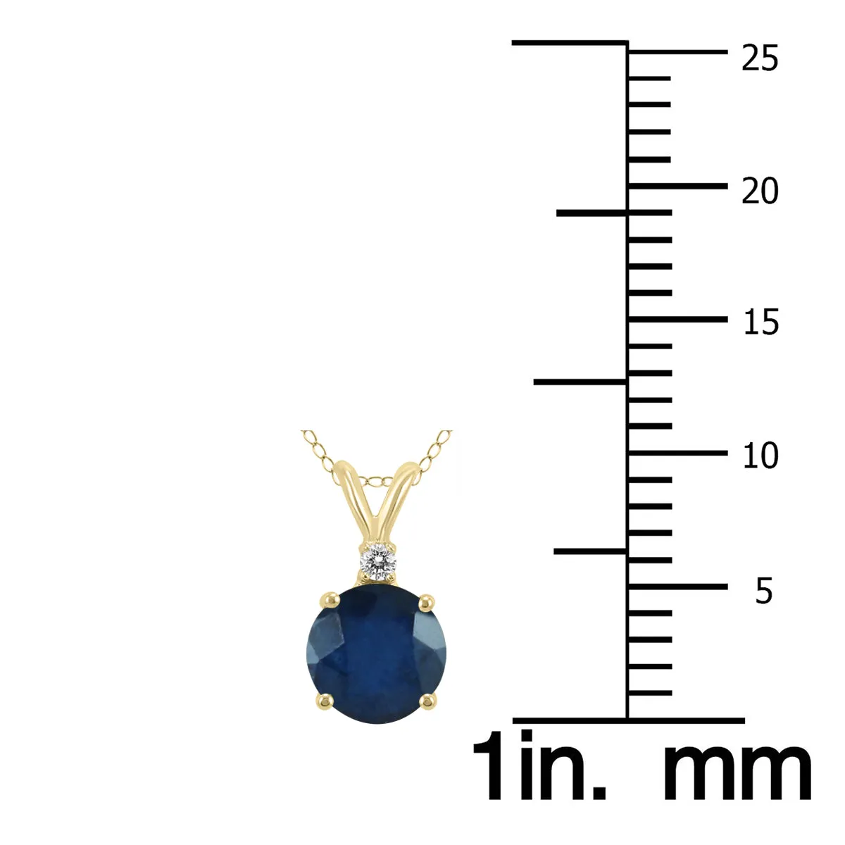 14K Yellow Gold 5Mm Round Sapphire And Diamond Pendant