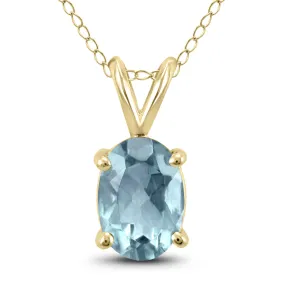 14K Yellow Gold 5X3Mm Oval Aquamarine Pendant