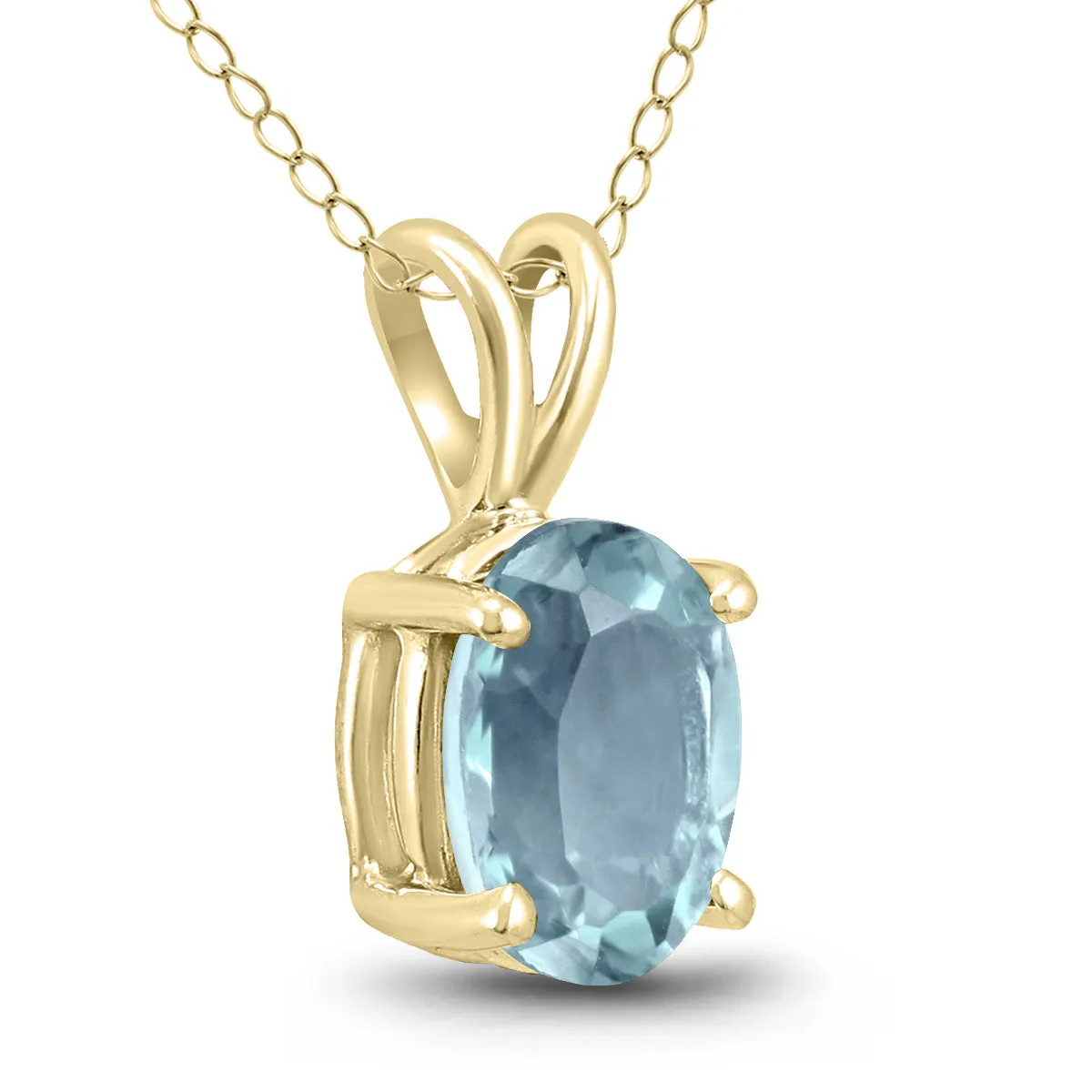 14K Yellow Gold 5X3Mm Oval Aquamarine Pendant