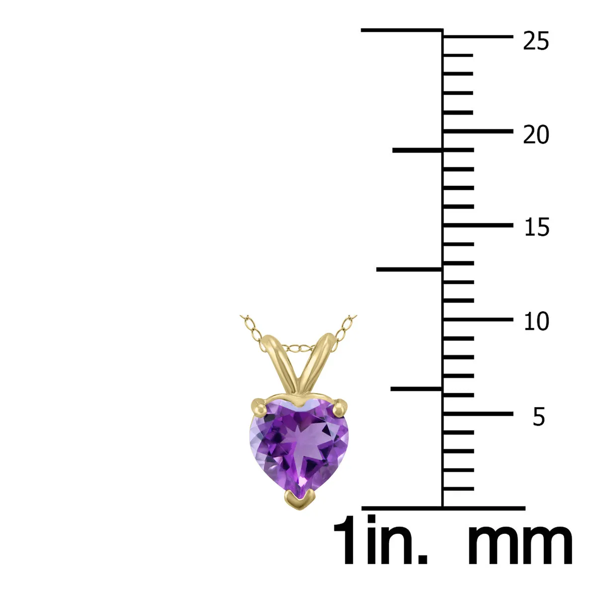 14K Yellow Gold 6Mm Heart Amethyst Pendant