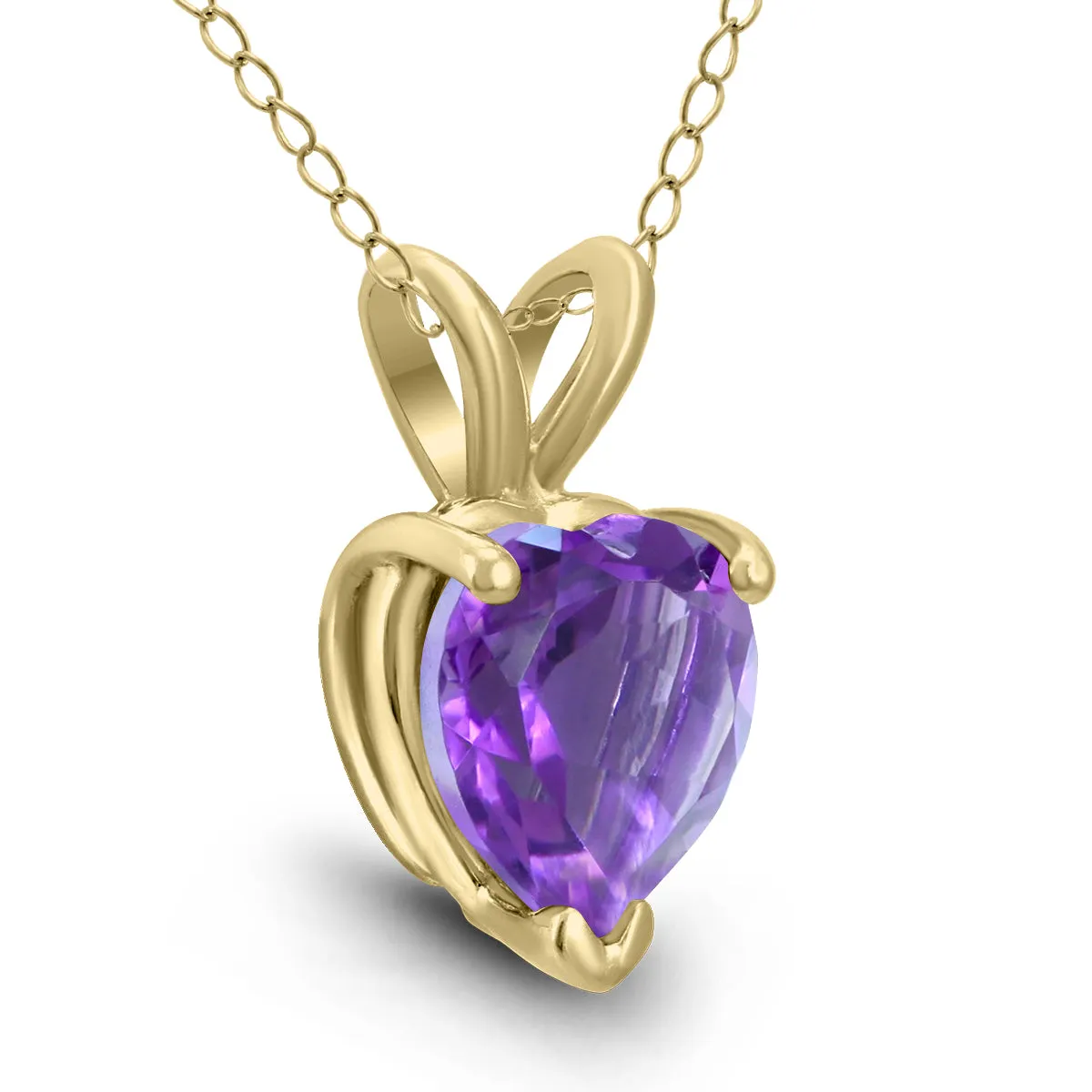 14K Yellow Gold 6Mm Heart Amethyst Pendant