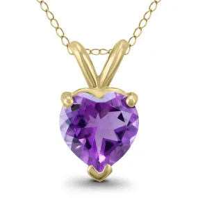 14K Yellow Gold 6Mm Heart Amethyst Pendant