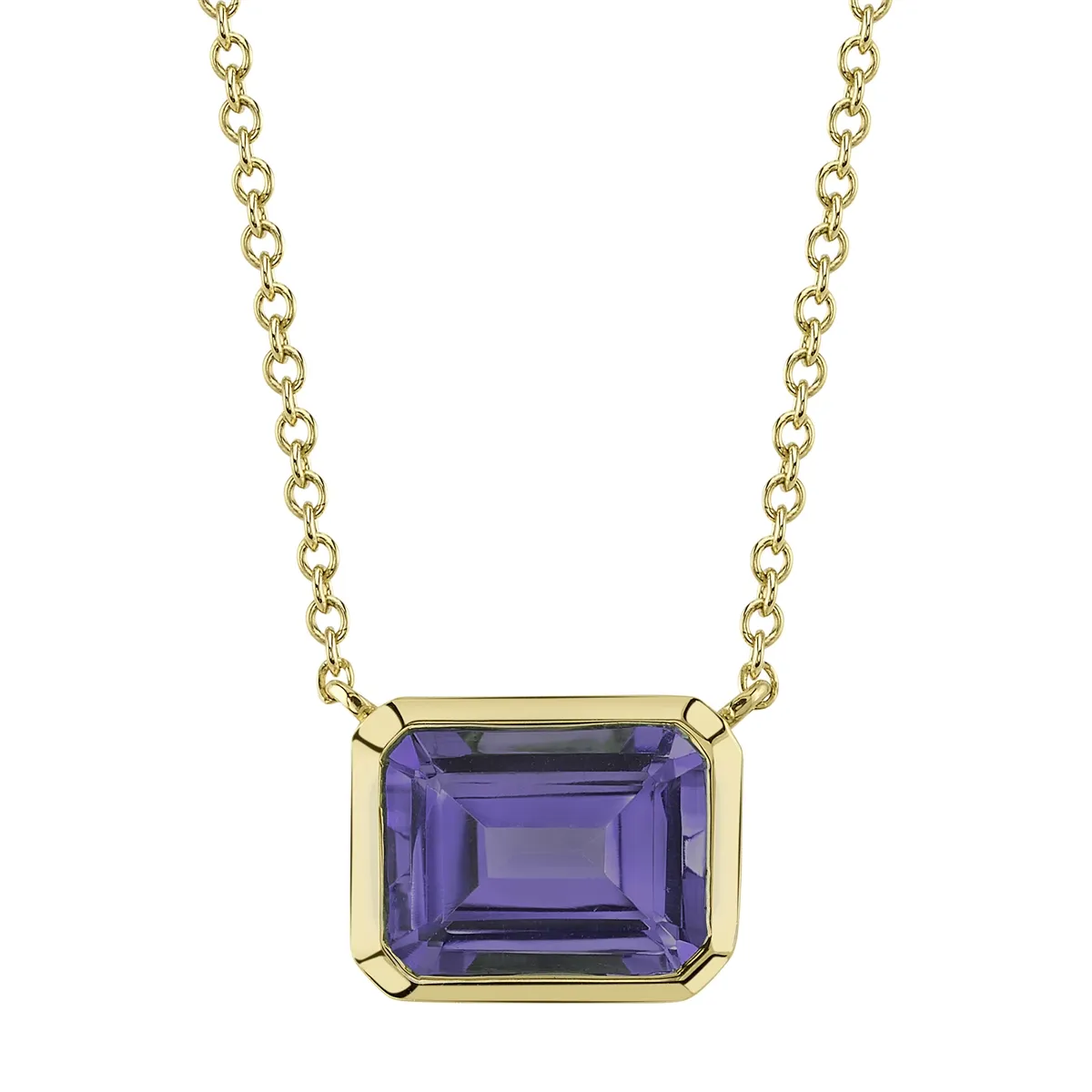 14K Yellow Gold Amethyst Necklace