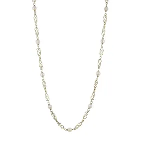 14K Yellow Gold Freshwater Pearl and Link Necklace