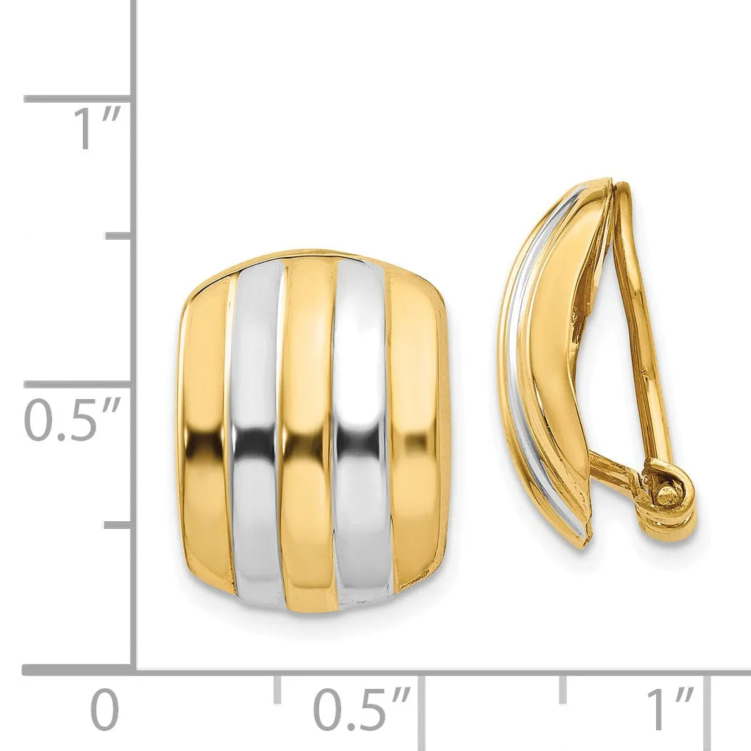 14k Yellow Rhodium Gold Non-pierced Omeg Earring