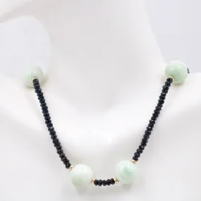 14KY Amazonite Necklace Amazonite w/ Black Spinel Natural Gemstone Necklace Beaded Necklace Genuine Gemstone Necklace SKU 108937