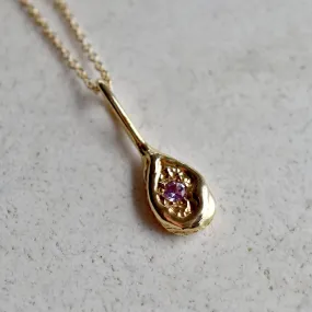 14ky 'Spoon' Nugget Necklace with Lilac Sapphire