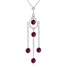 1.5 Carat 14K Solid White Gold Rising Star Amethyst Necklace