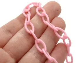 15.75 Inch Pink Plastic Oval Chain