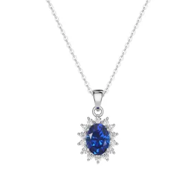 1.64 CT. Floral Halo Oval Sapphire Pendant