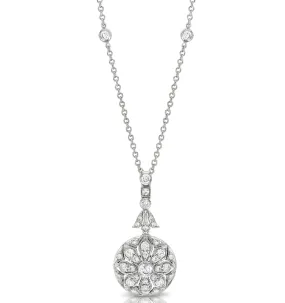 18ct White Gold Diamond Drop Necklace 18"