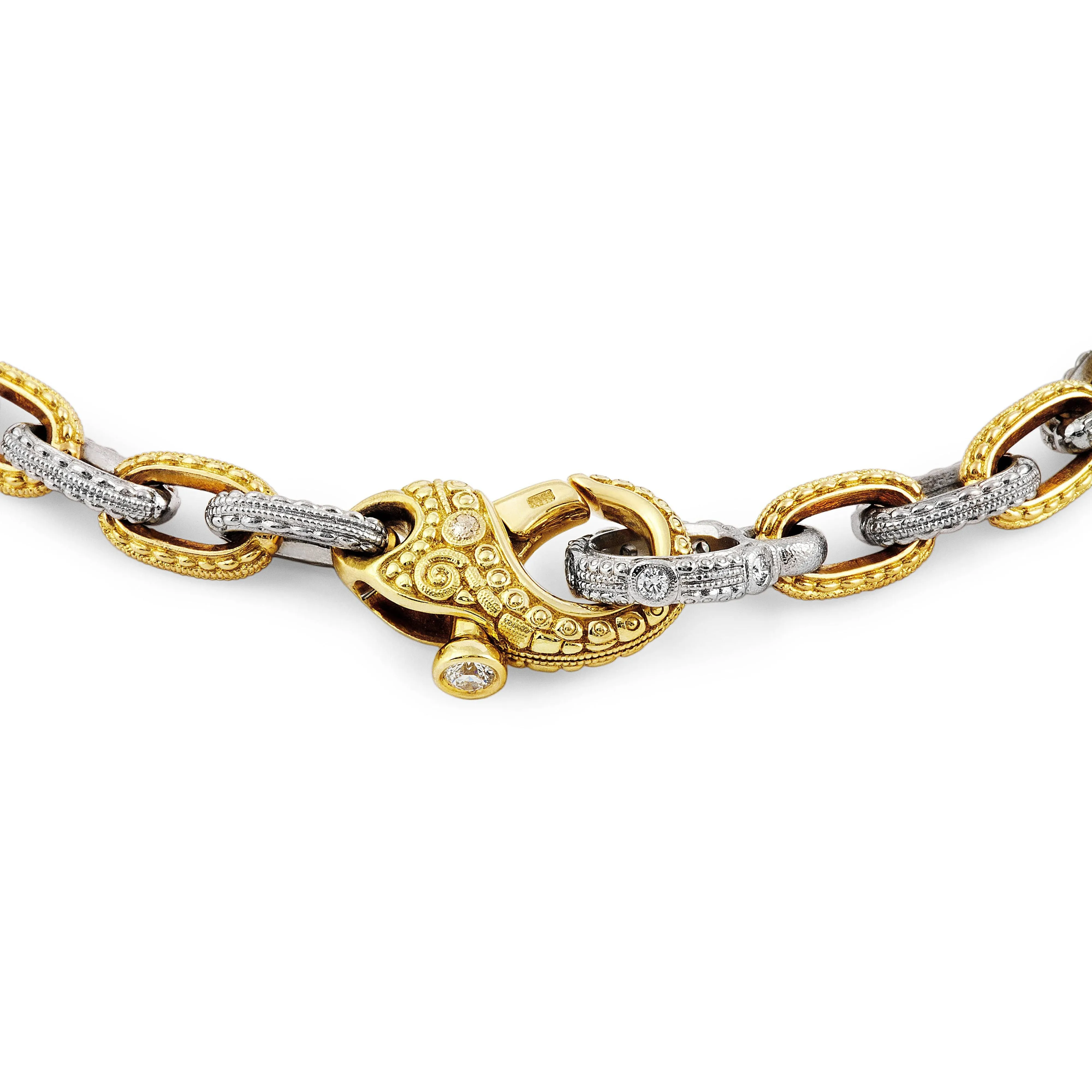 18K & Platinum Victorian Diamond Milgrain Chain Bracelet - B-10P