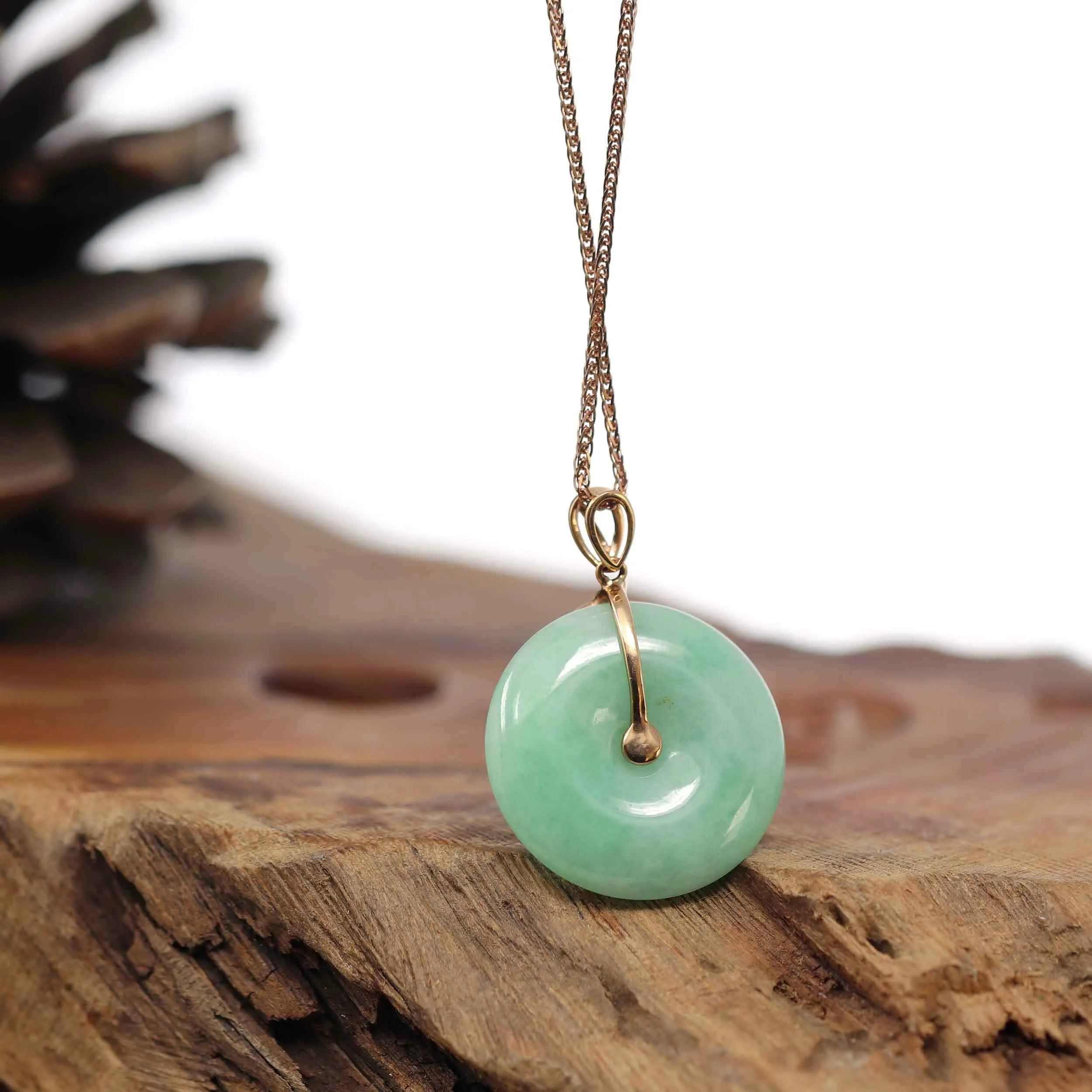 18k Rose Gold Genuine Jadeite Constellation (Aquarius) Necklace Pendant