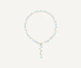 18K Yellow Gold Aquamarine Lariat Necklace