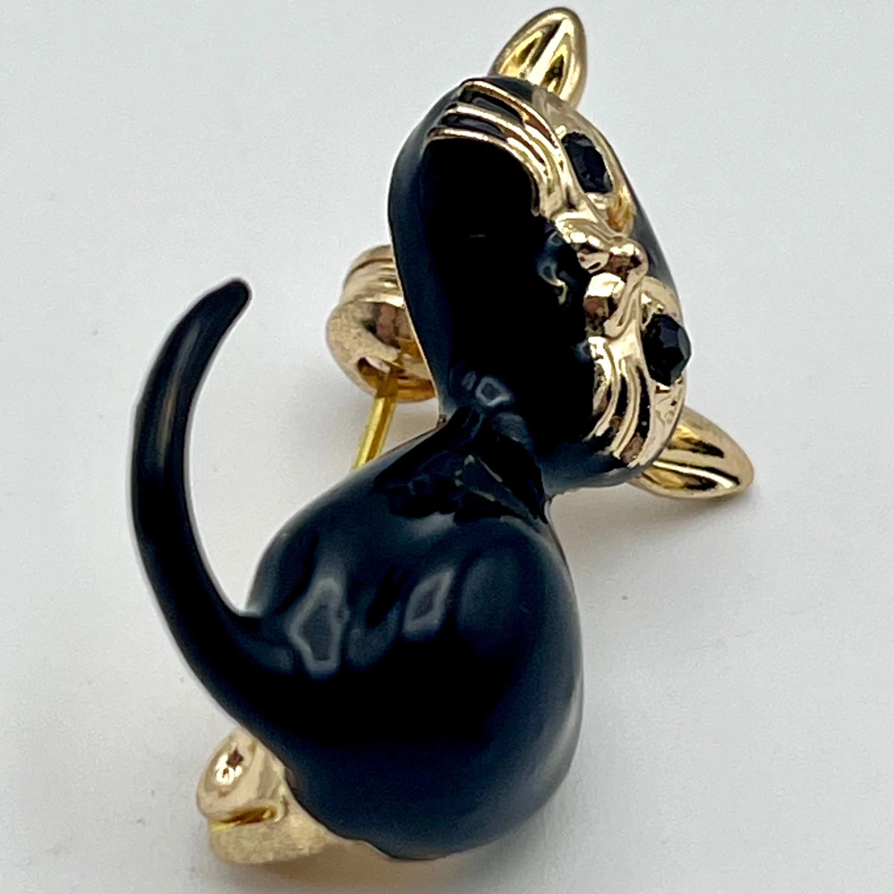 1980s Enamel Black Cat Pin