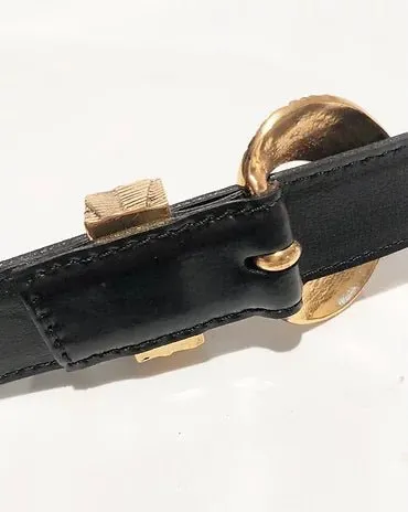 1990s YVES SAINT LAURENT MESH GOLD TONE BUCKLE LEATHER BELT