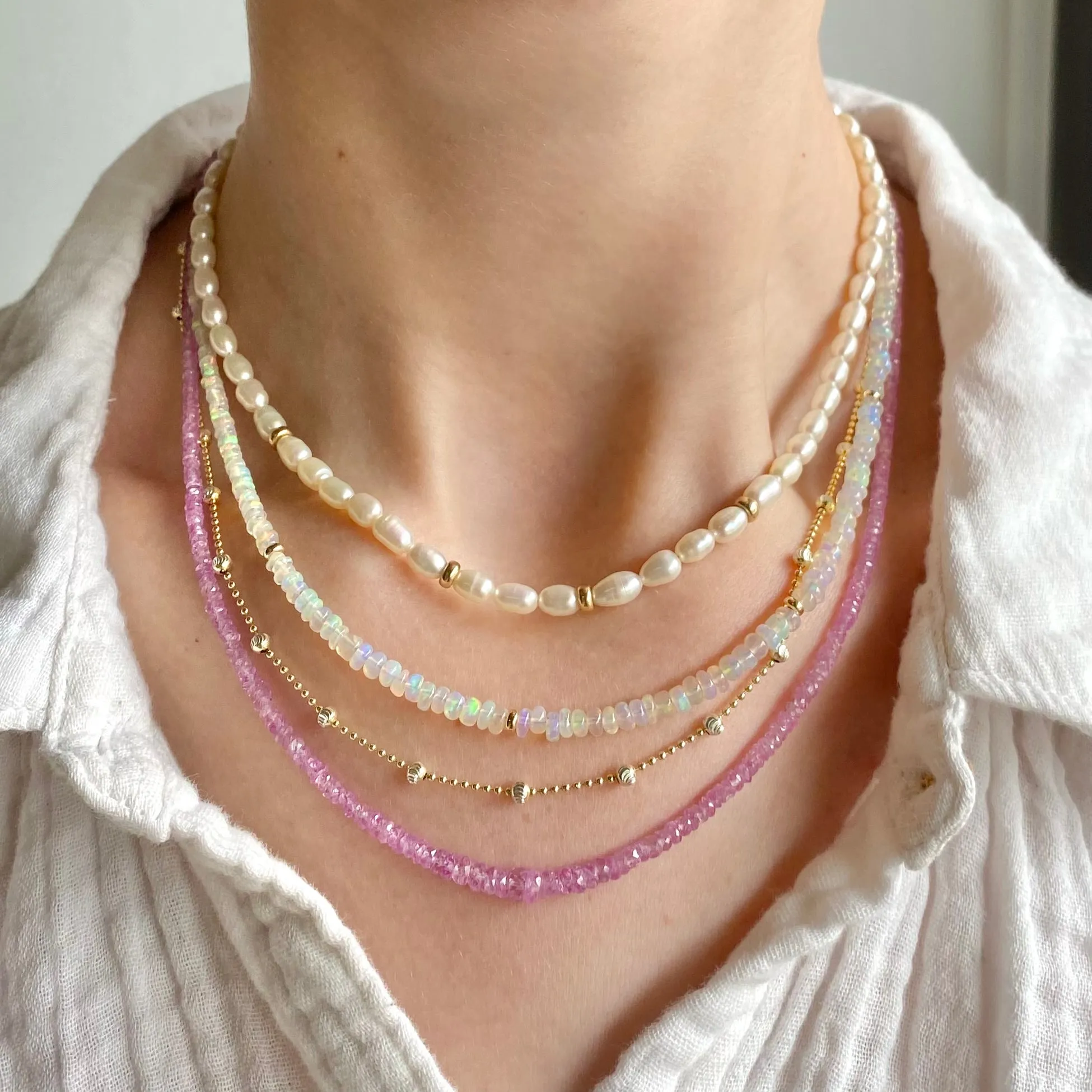 19" Pink Sapphire Necklace