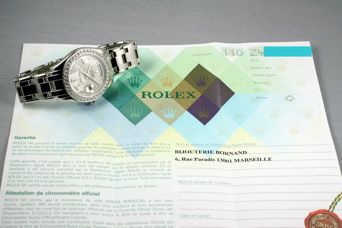 2006 Rolex Platinum Masterpiece Day-Date 18946 Meteorite Diamond Dial with Box and Papers