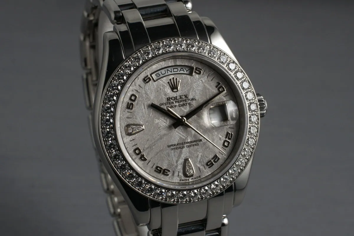 2006 Rolex Platinum Masterpiece Day-Date 18946 Meteorite Diamond Dial with Box and Papers