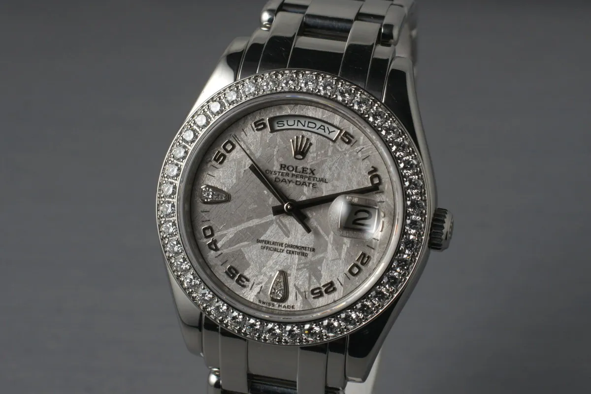 2006 Rolex Platinum Masterpiece Day-Date 18946 Meteorite Diamond Dial with Box and Papers